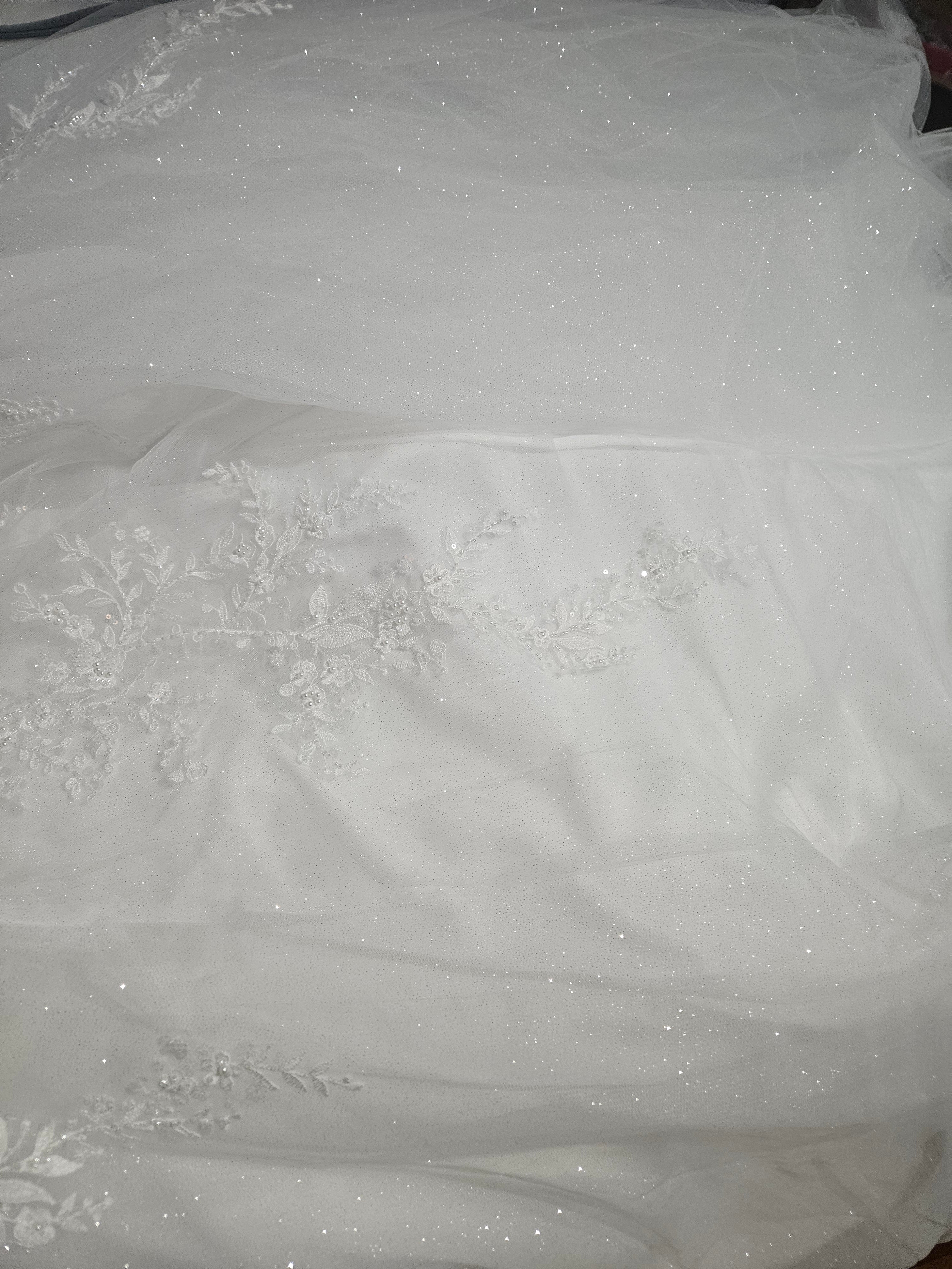 2025 Spring Oleg Cassini Plus Basque Waist Sparkly Wedding Dress