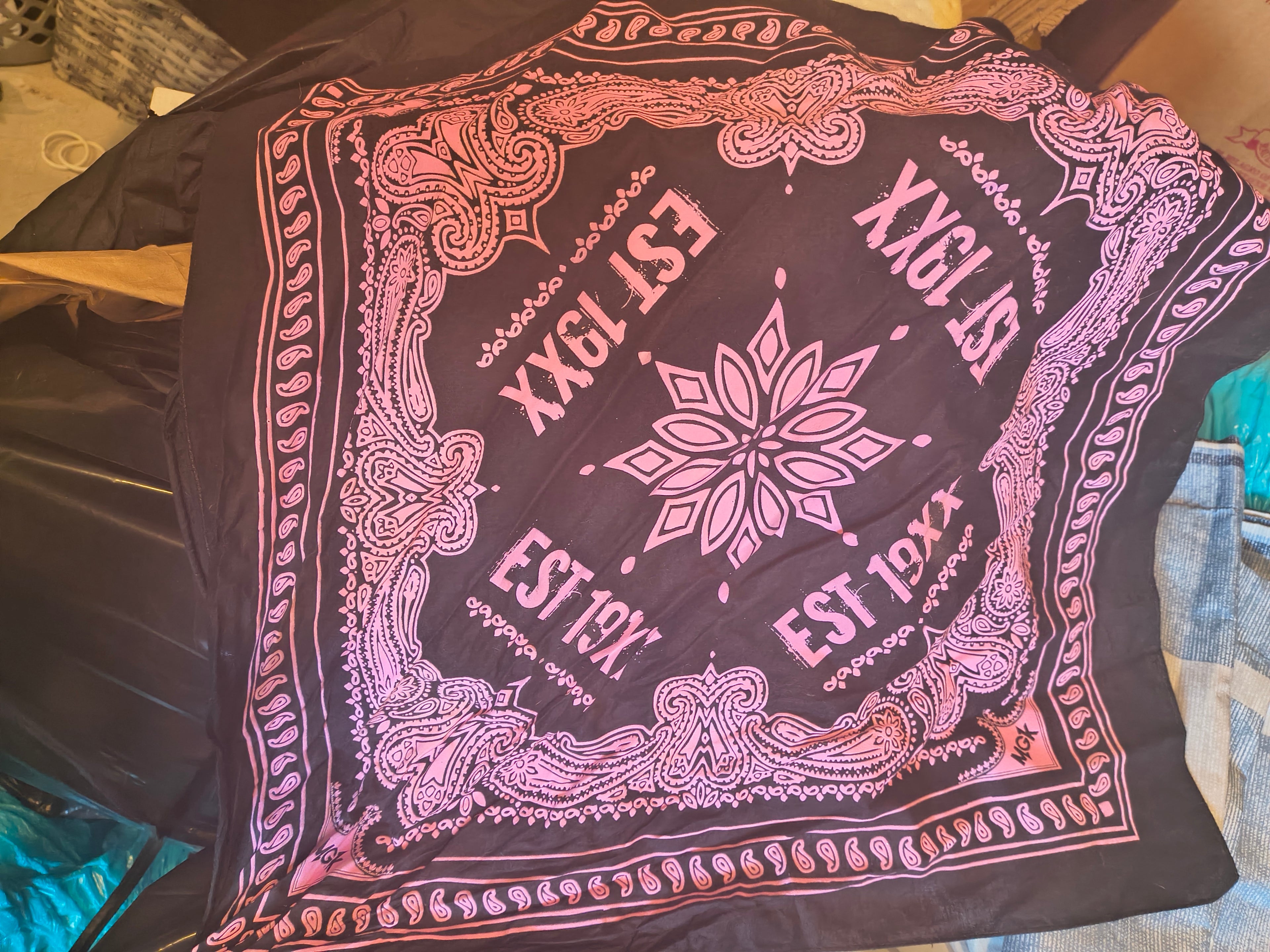 Black and Pink EST 19XX Bandana Warped Tour